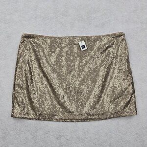 NWT GAP Factory Sequin Mini Skirt Size 18 Champaign Tan Lined Holiday Glam